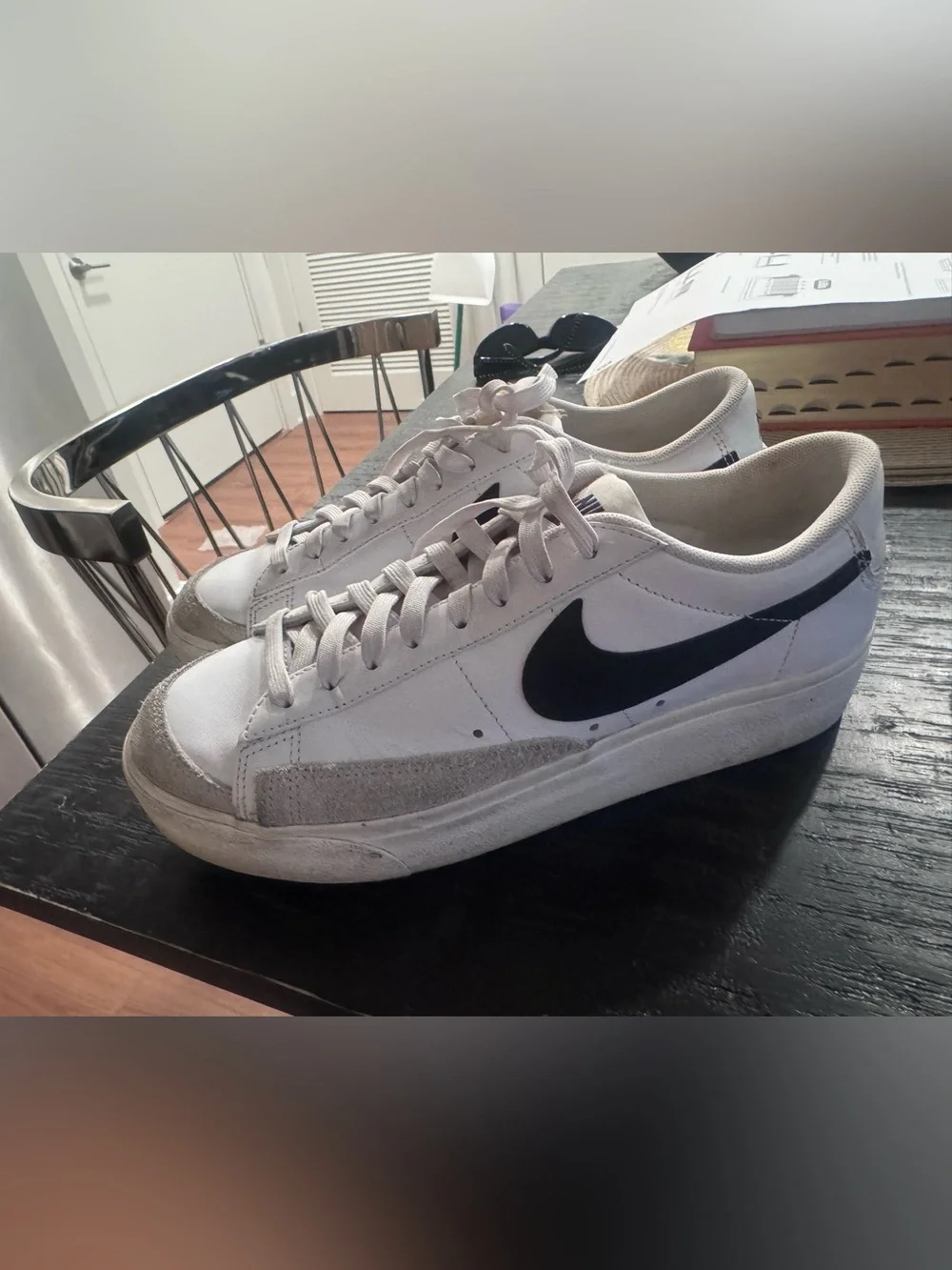 Nike Men’s White Sneakers with Black Swoosh